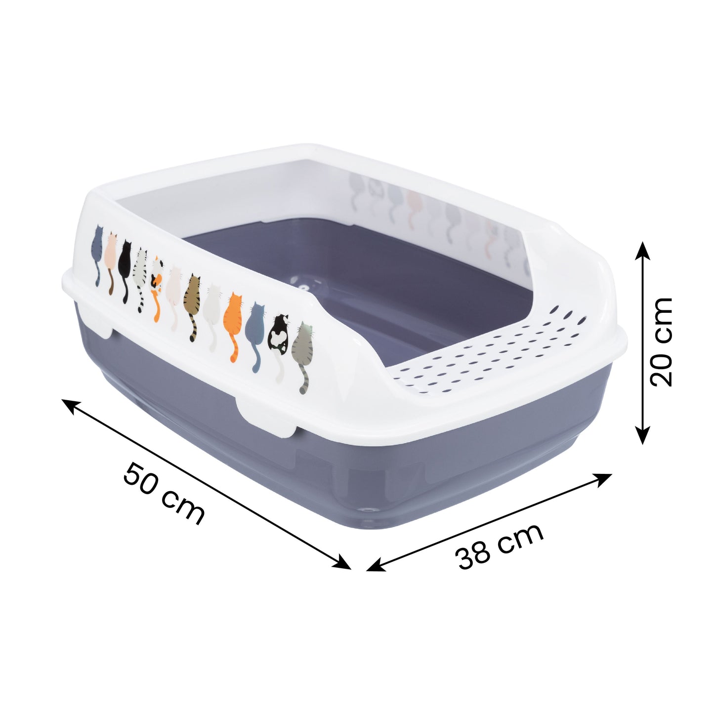 Trixie Delio Litter Tray with Rim for Cats (Grey/White)