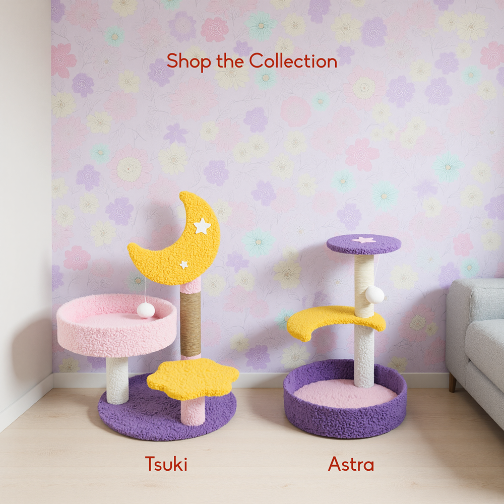 FurryLiving Astra 3Level Cat Tree for Cats & Kittens with Scratching Post and Hanging Toy for Cats
