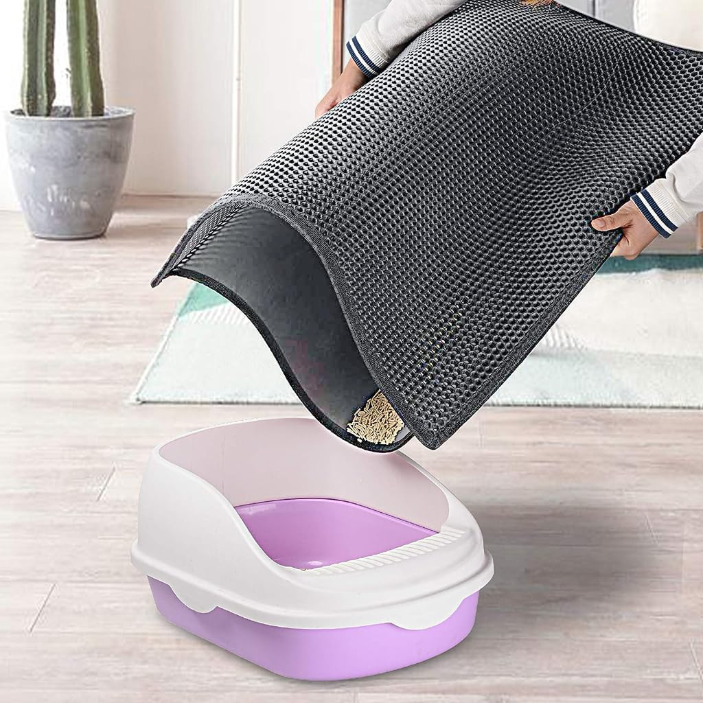 Skatrs Double Layer Litter Mat for Cats (Grey/Black)