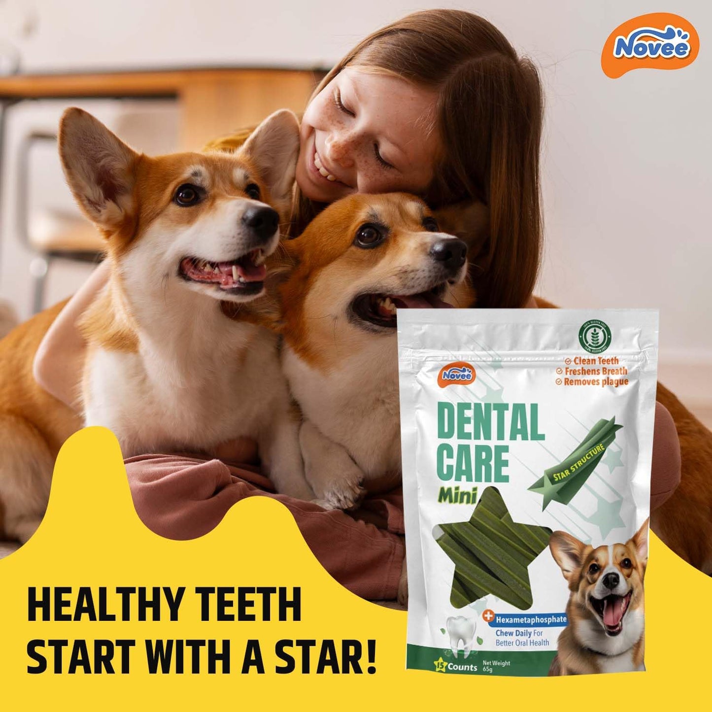 Novee Mini Dental Care Stick Treats for Dogs
