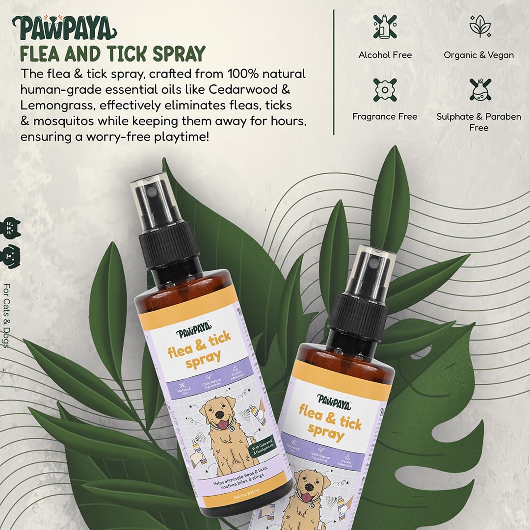 Pawpaya Flea and Tick Spray for Dogs and Cats