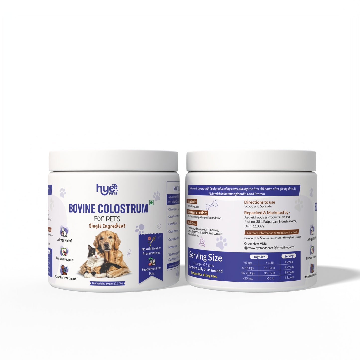 HYE Pets Bovine Colostrum Powder for Dogs & Cats
