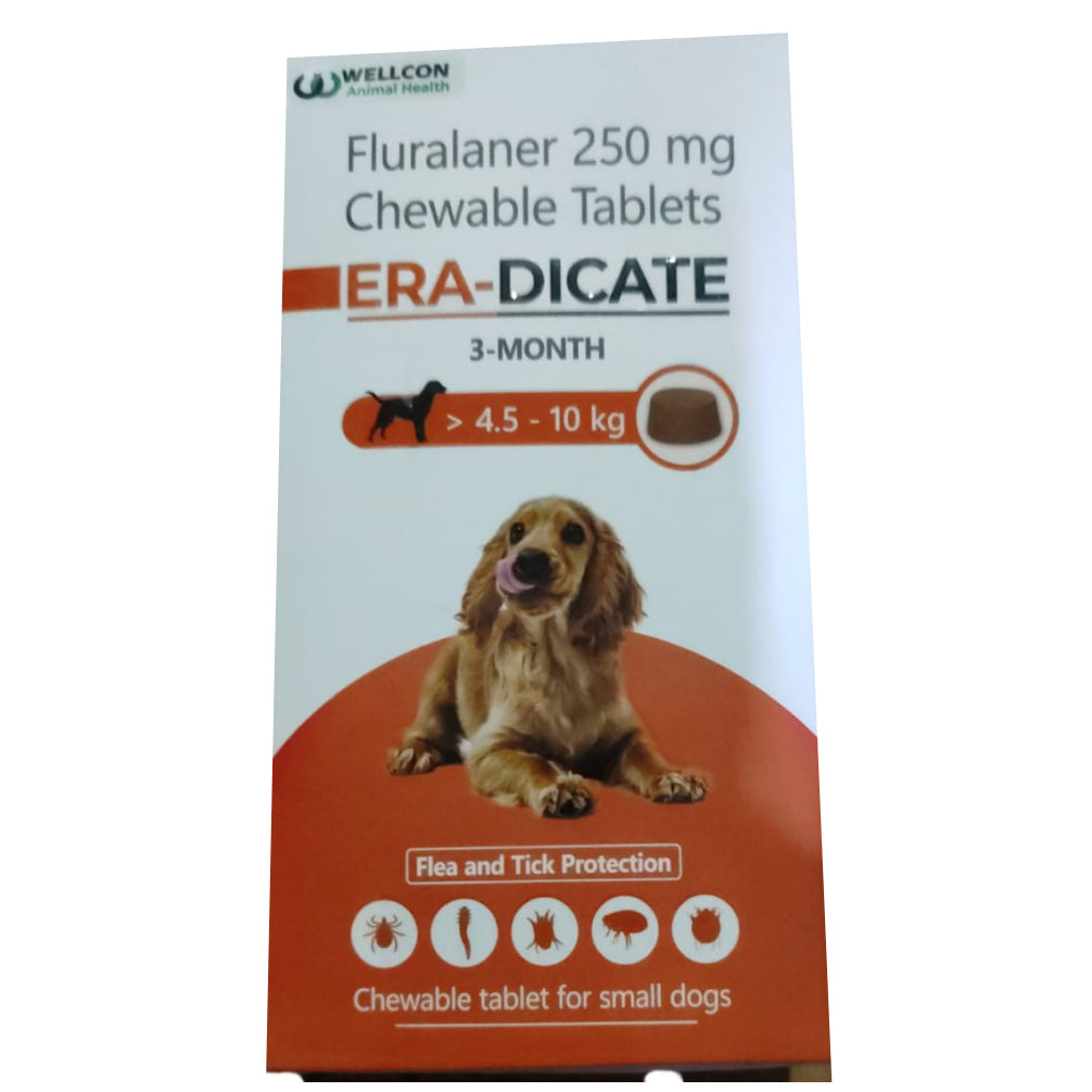 Wellcon Eradicate (Fluralaner) 250mg Tablet for Dogs 4.5 to 10kg