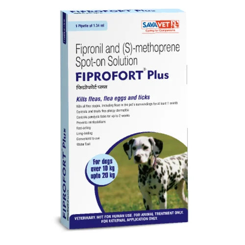 Savavet Fiprofort Plus (Fipronil) Tick & Flea Control Spot On for (10-20kg) Dogs