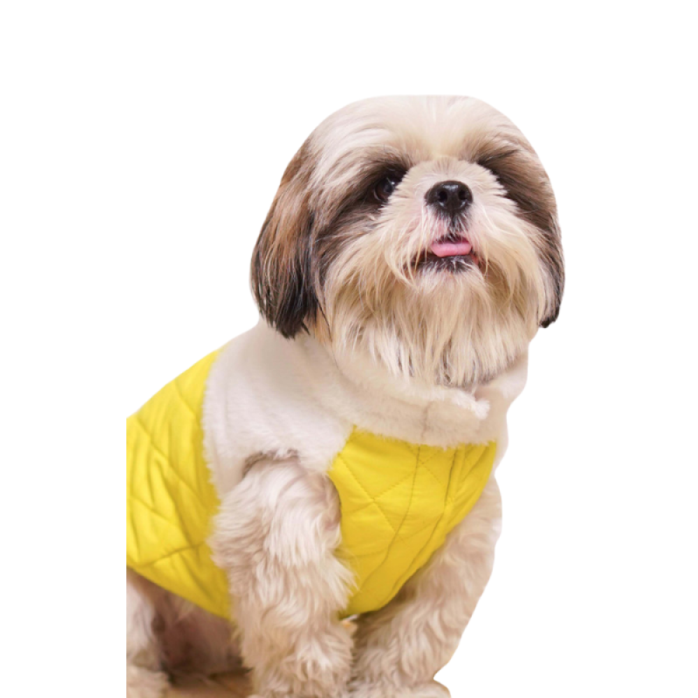 Pets Way Reversible Cozy Quilt Fur Winter Jacket for Dogs (Yellow)