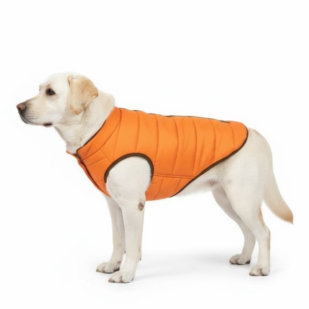 Woofiezz Warm & Comfortable Winter Jackets for Dogs and Cats (Orange/Olive Green)