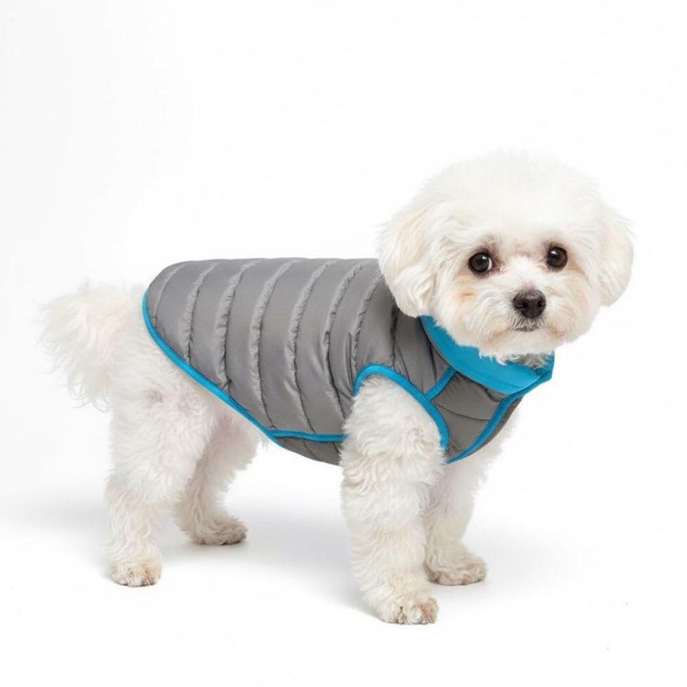 Woofiezz Warm & Comfortable Winter Jackets for Dogs and Cats (Blue/Grey)