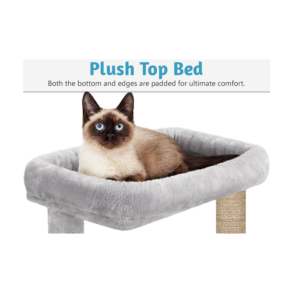 Furrlovers Multi Level Plush Cat Tree with Jute Scratching Posts & 2 Condos (Grey)