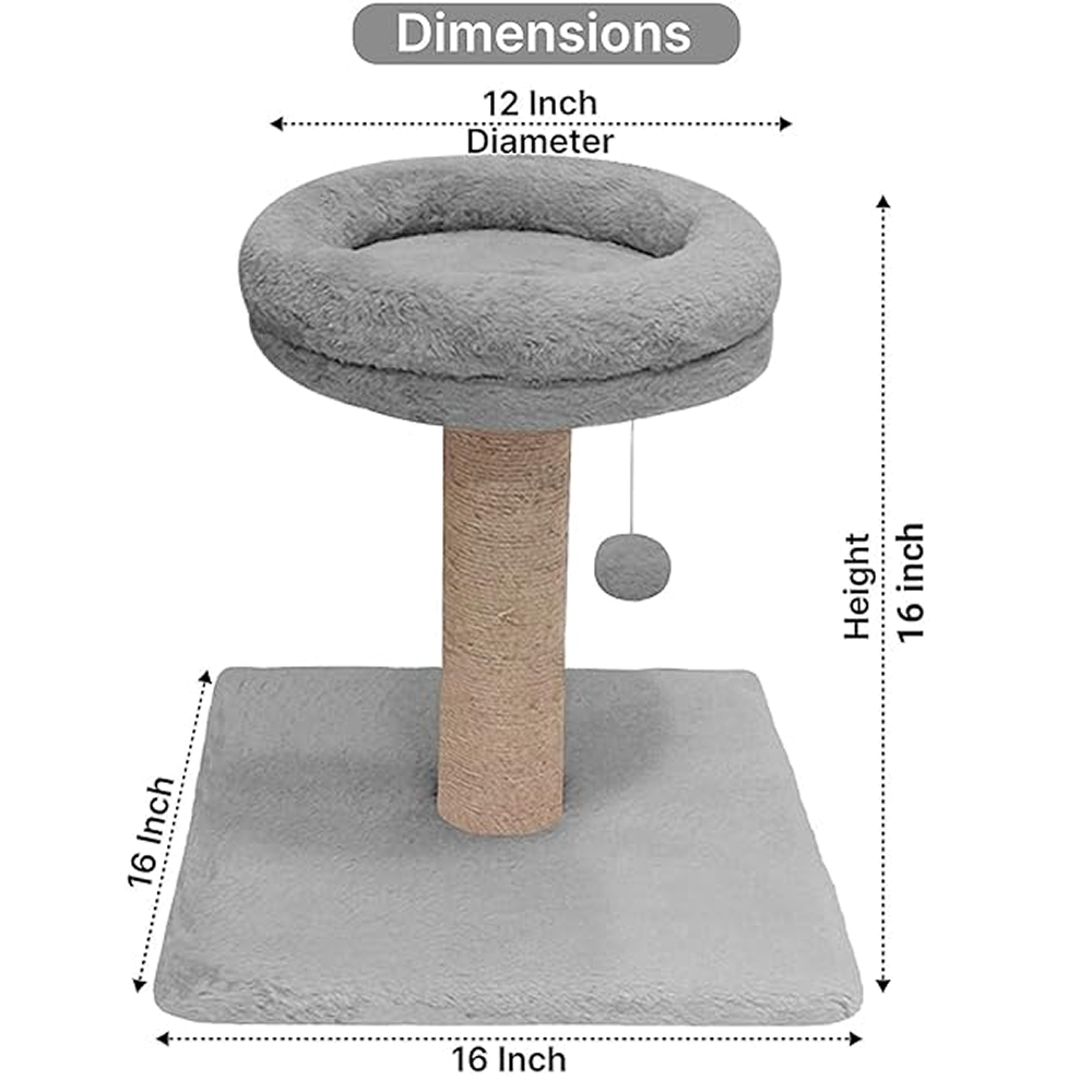 Furrlovers Fur Activity Cat Tree Scratching Post with Sisal Tower (Grey)