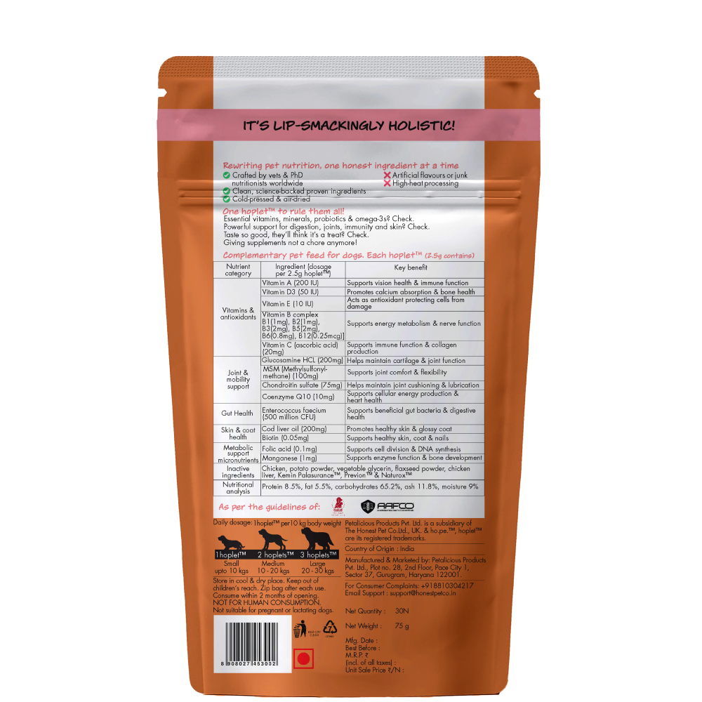 Hope All in One Chicken Flavoured Vitamins & Joint Support Supplement for Dogs