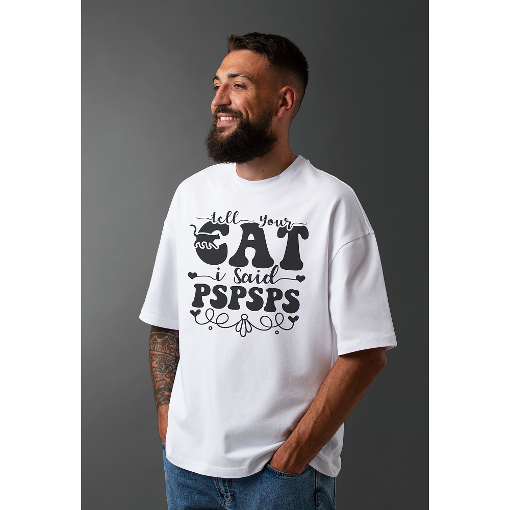Seek Buy Love Cat Whispers Oversized Tee (White)
