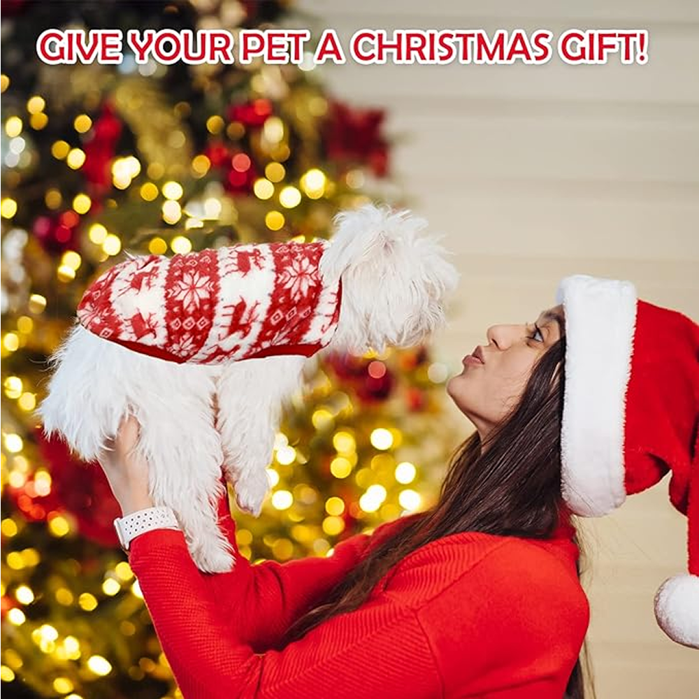 KUTKUT Cute Reindeer Soft Flannel Fleece Shirt for Small Dogs & Cats