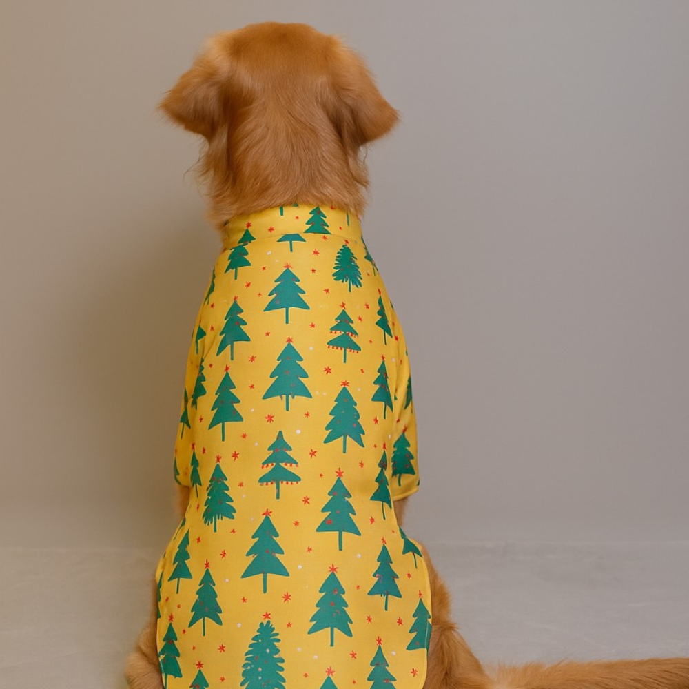 15 Furries Pine Tree Mendous Joy Shirt for Dogs (Mustard)