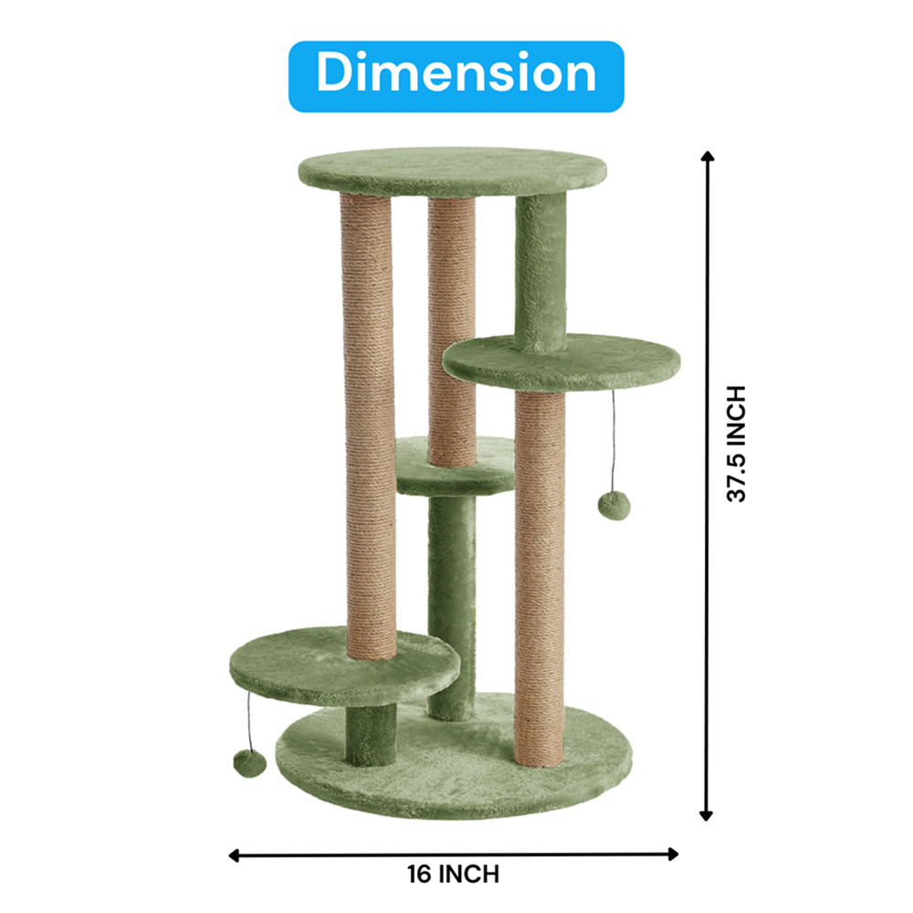Furrlovers Multi Level Cat Tree with Scratching Posts & Platforms (Green)