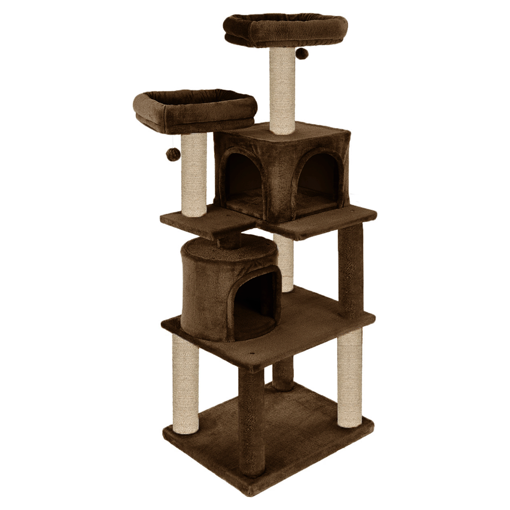 Furrlovers Multilevel Cat Tree with Condo, Perches & Jute Rope Scratching Posts (Brown)