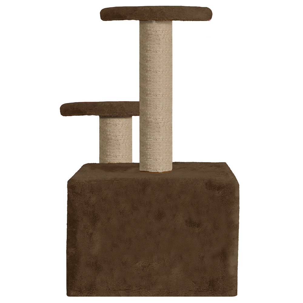 Furrlovers Soft Fur Activity Cat Tree with Natural Sisal Rope, Condo, Sisal Scratching Post & Hanging Ball Toys for Cats and Kittens (Brown)