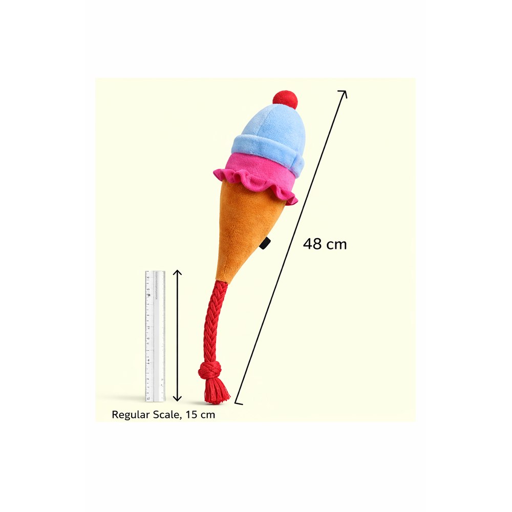 Pawgypets Ice Cream Plush with Rope Toy for Dogs