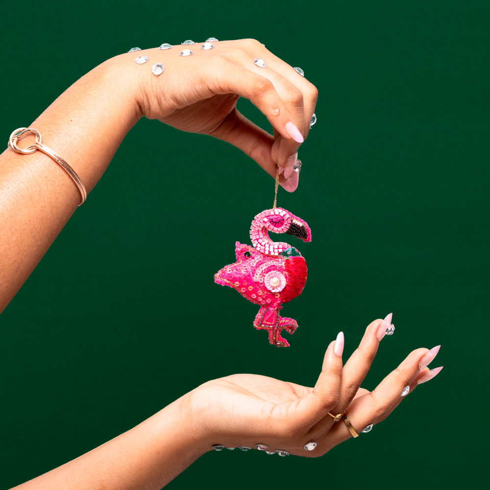 Furry Tales Holly Day Gulabo Flamingo Handcrafted Charm