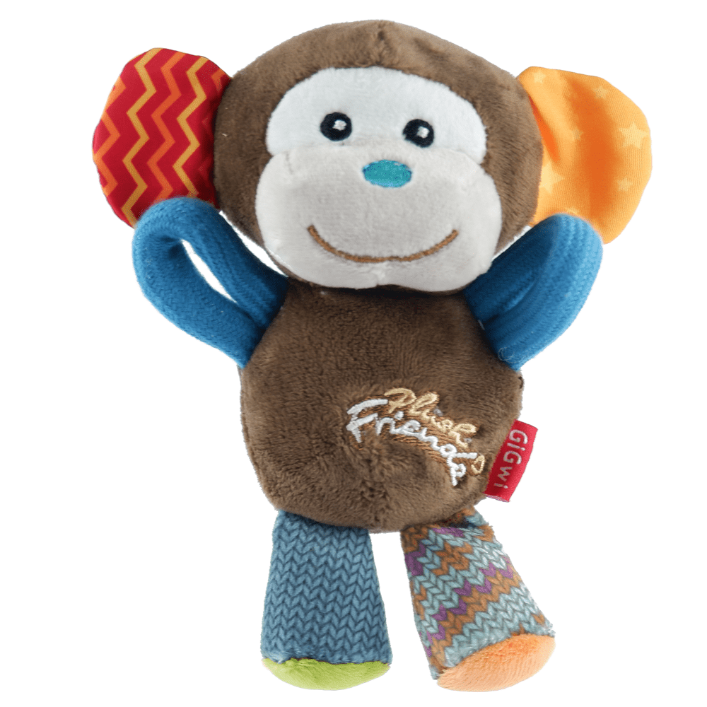 Pedigree Dentastix and Grilled Liver Treats with GiGwi Monkey Plush Toy Combo for Dogs