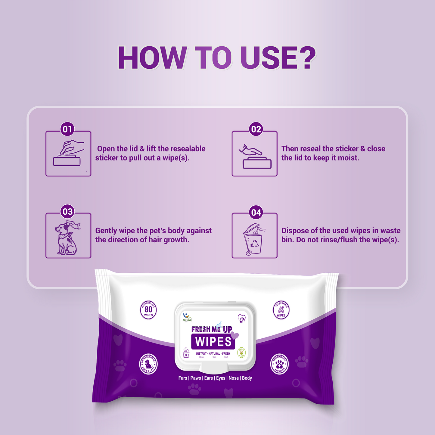 Natural Remedies Fresh Me Up Aloe Vera Wipes for Dogs & Cats