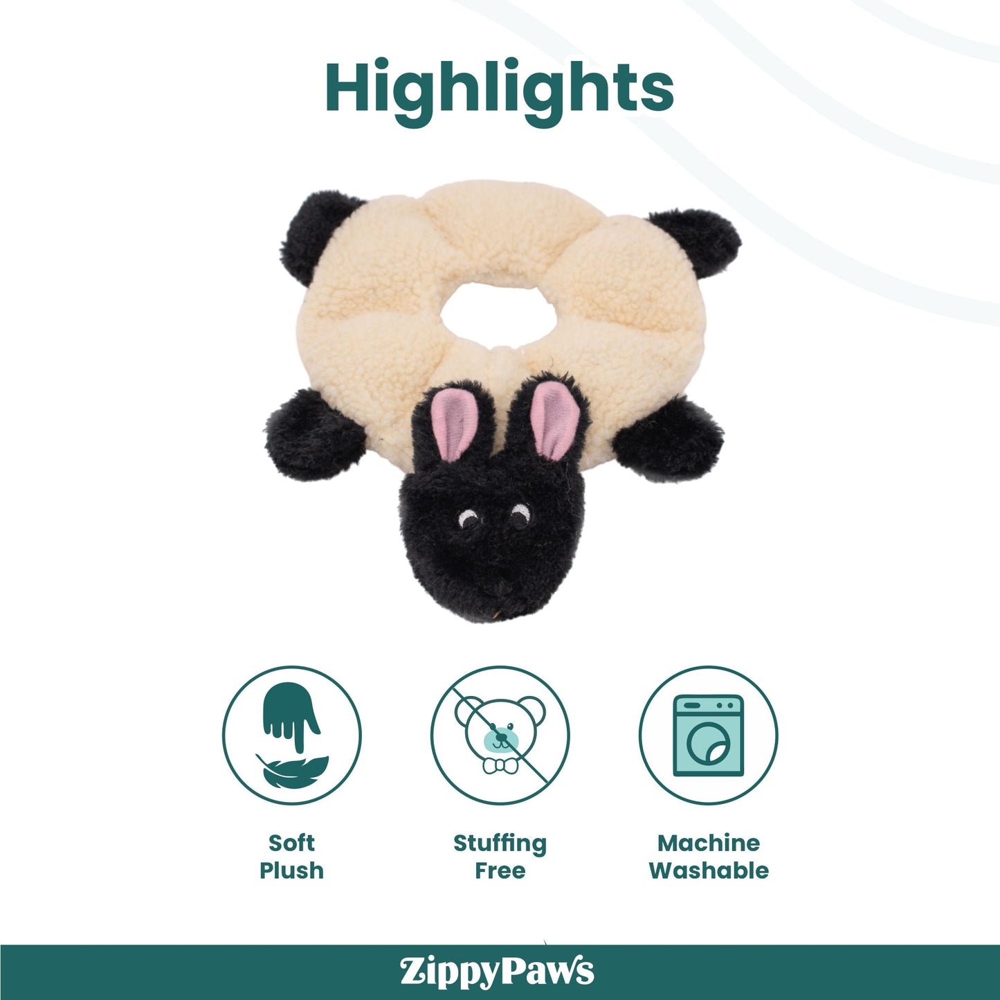 Zippy Paws Loopy Sheep Plush Toy for Dogs
