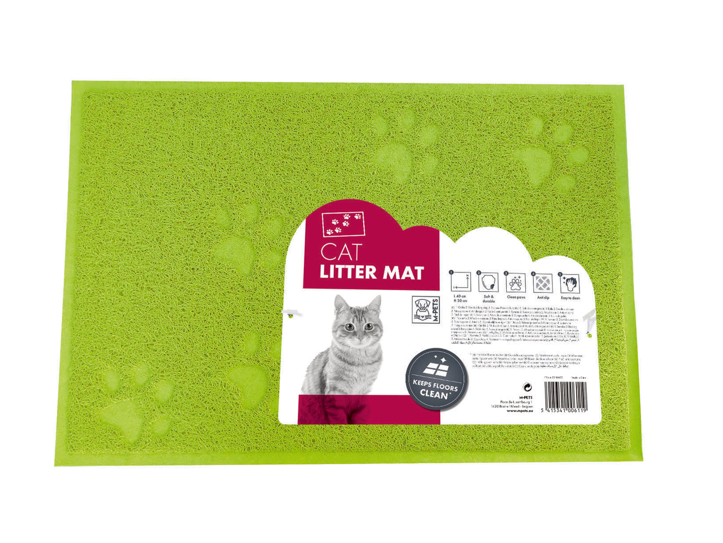 M Pets Footprint Cat Litter Mat for Dogs (Green)