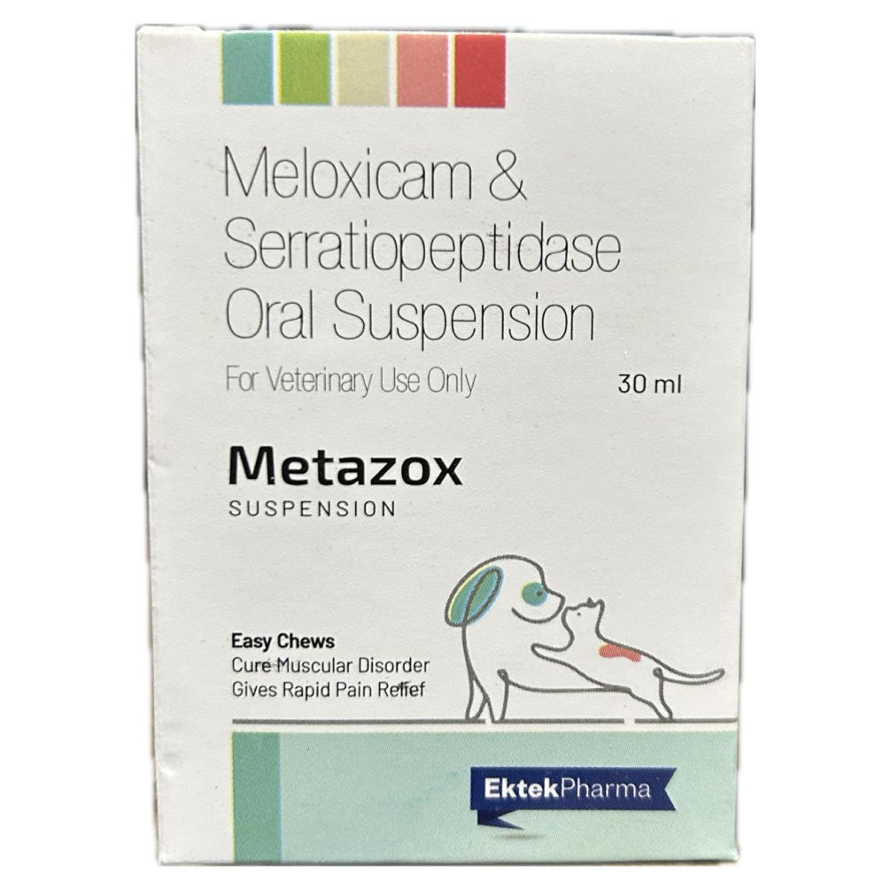 Ek Tek Metazox Suspension (Meloxicam & Serratiopeptidase) Oral Solution for Dogs and Cats