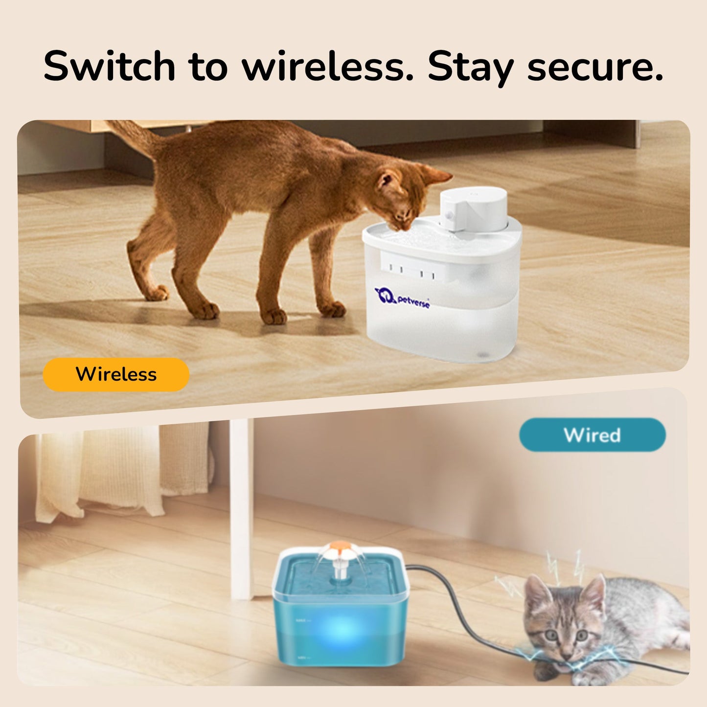 Petverse Wireless Water Fountain for Dogs & Cats (White)