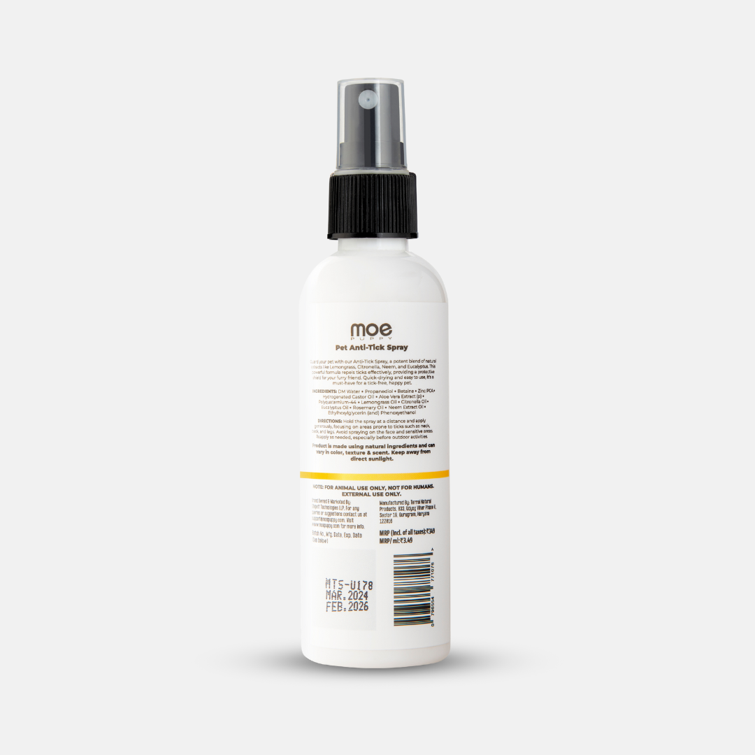Moe Puppy Natural Lemongrass & Aloe Vera Anti Tick Spray for Dogs & Cats
