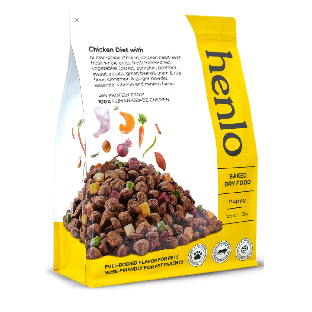 Henlo Chicken & Veg Baked Dry Food for Puppies & Small Breed Dogs | 100% Human Grade Ingredients (Limited Stocks)