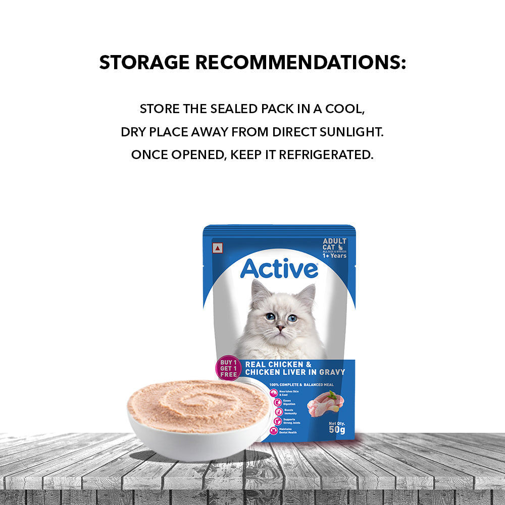 Active Real Chicken & Chicken Liver in Gravy Adult Cat Wet Food ( Buy 1 Get 1)