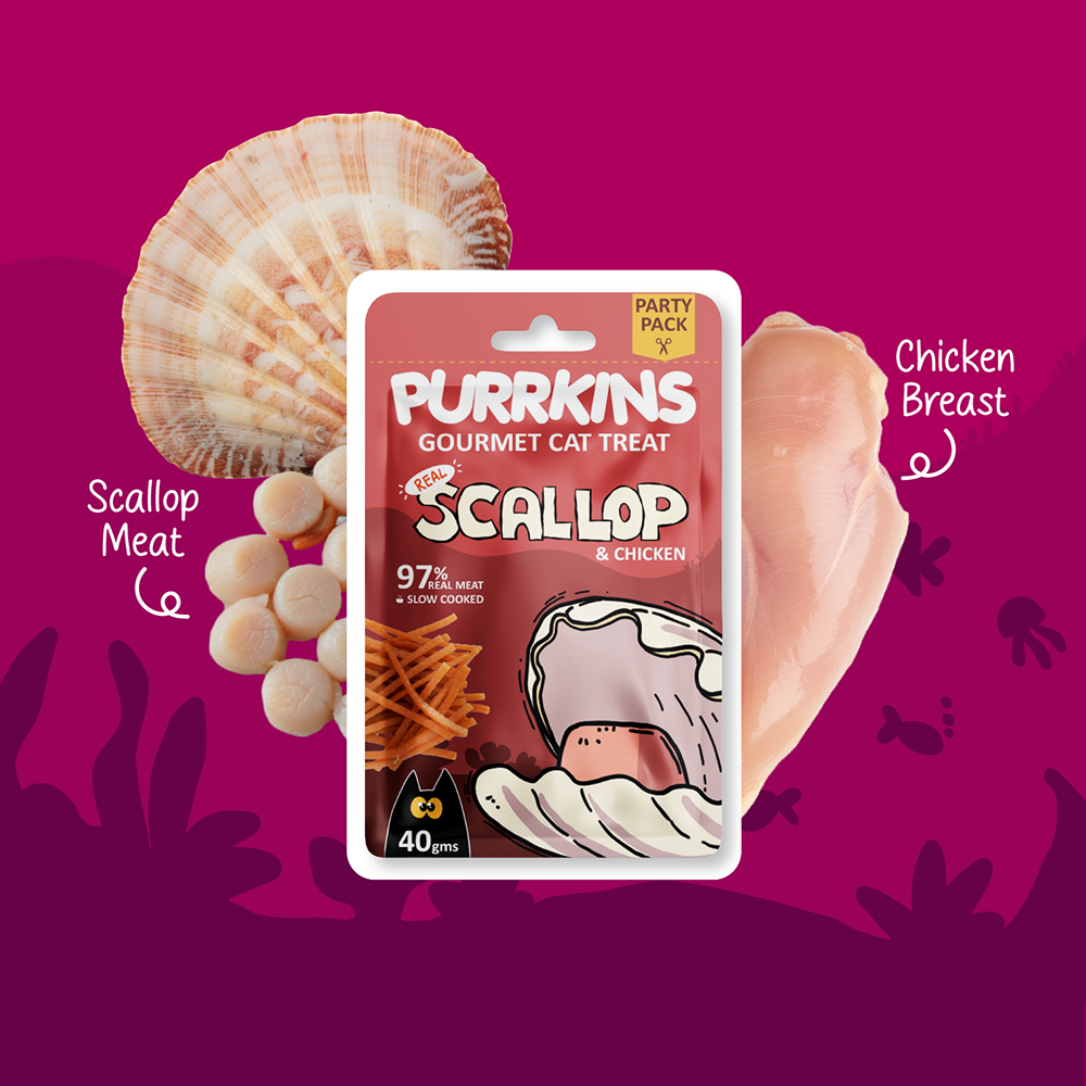 Purrkins Scallop & Chicken Soft Jerky Cat Treats