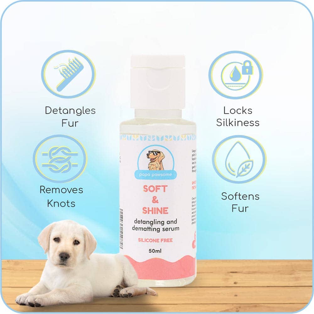 Papa Pawsome Soft & Shine Detangling Fur Serum for Dogs (Limited Shelf Life)