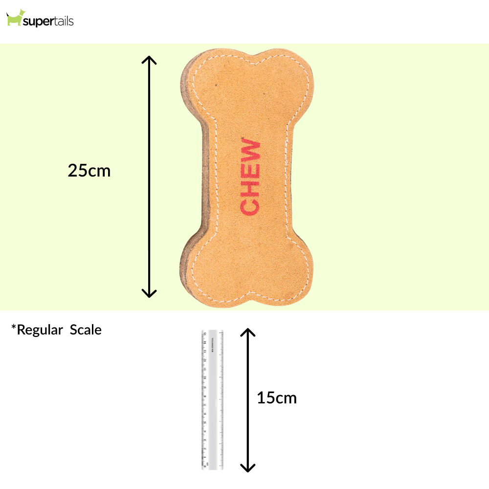 Pawpourri Bone Shaped Suede Leather Chew Toy for Dogs (Brown)