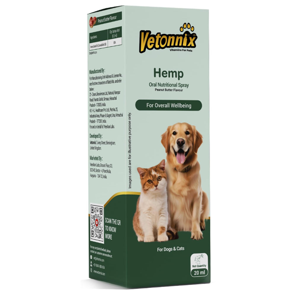Vetonnix Pet Calming (Hemp) Oral Spray Supplement for Dogs & Cats