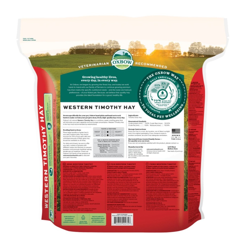 Oxbow Western Timothy Hay and Vitapol Economic Food for Rabbits and Guinea Pigs Combo