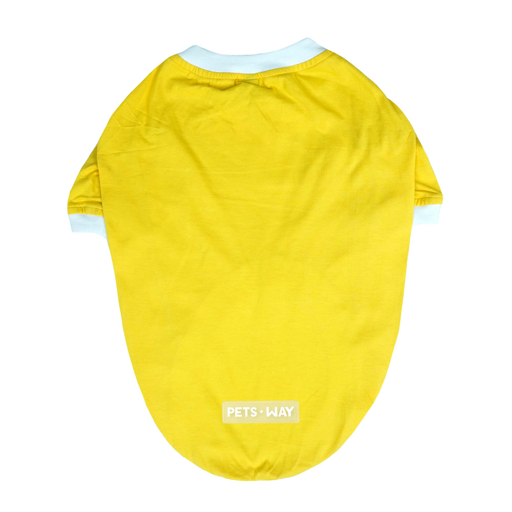 Pets Way Dive In Stripes Tshirt for Dogs (Yellow)