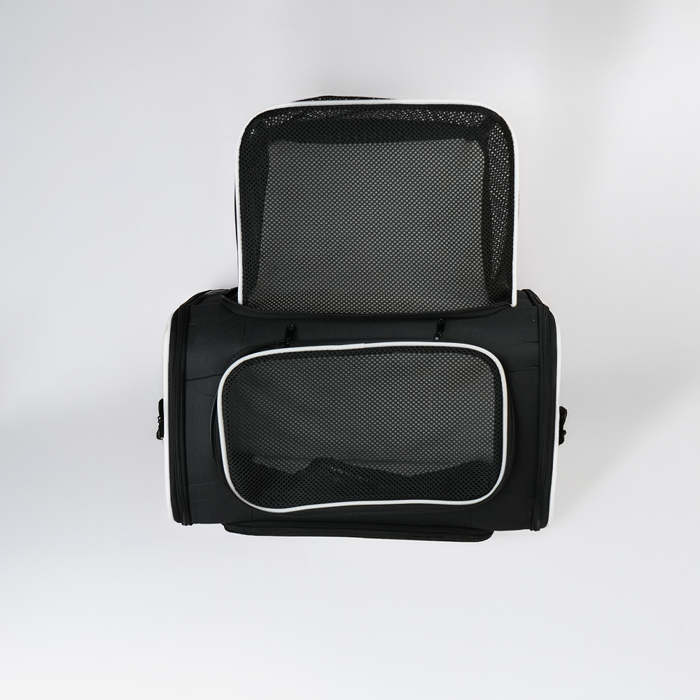 Skatrs Foldable Expandable Pet Travel Carrier Bag for Small Dogs, Adult Cats & Kittens (Black)