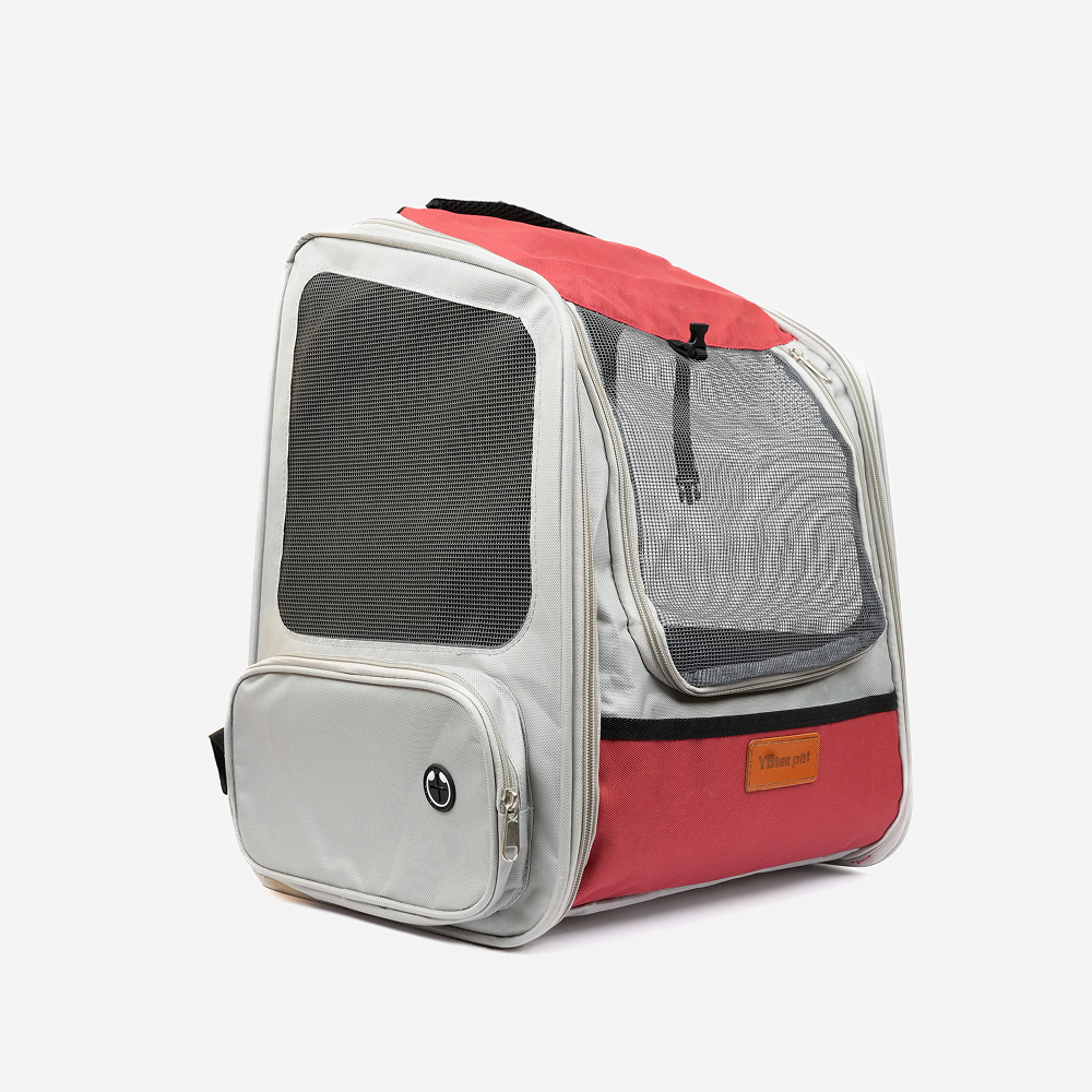 Skatrs Breathable Cat Backpack Carrier Foldable & Ventilated Travel Bag for Adult & Kitten Cats (Red)