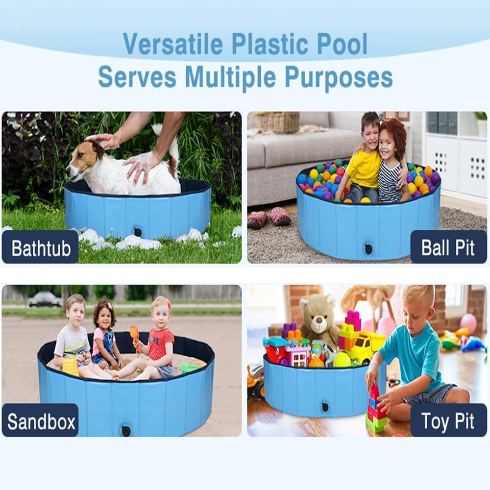 Emily Pets Foldable Non Slip Outdoor Swimming Pool for Dogs and Cats (Blue)