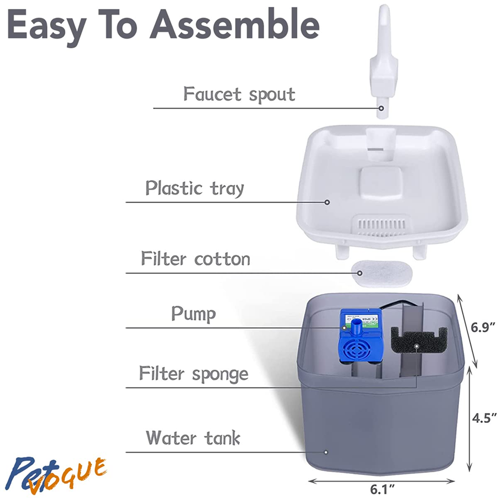 Pet Vogue Automatic Electric Water Fountain with LED Light for Cats (Blue)