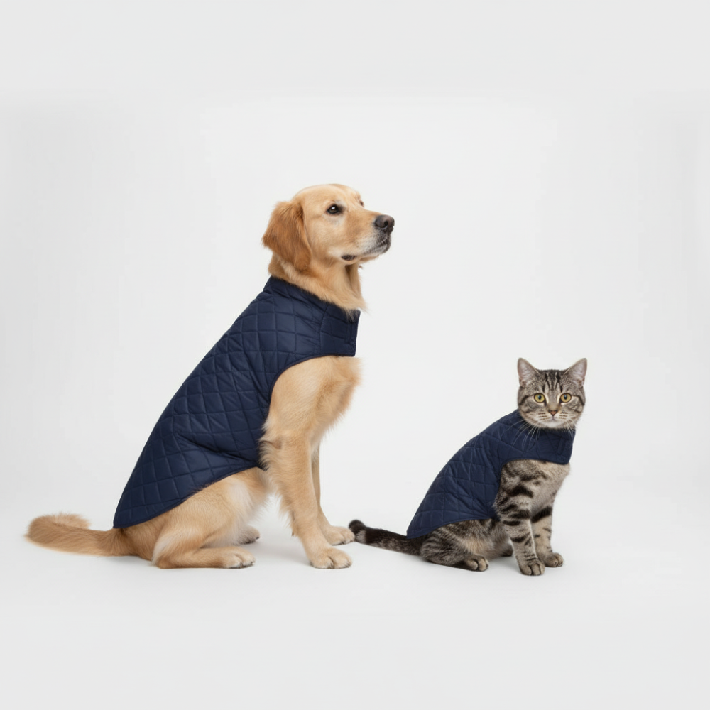 Petsnugs Quilted Puffer Jacket for Dogs and Cats (Blue)