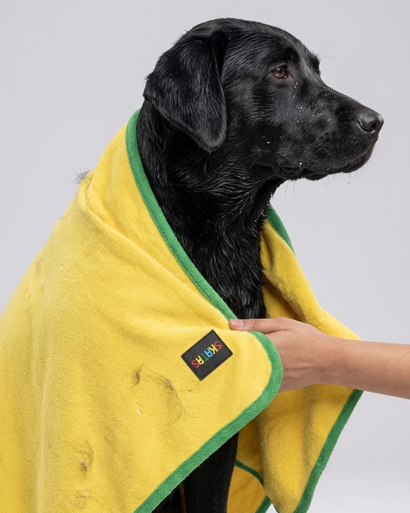 Skatrs Pet towel for dog and cat ( Yellow and Green)