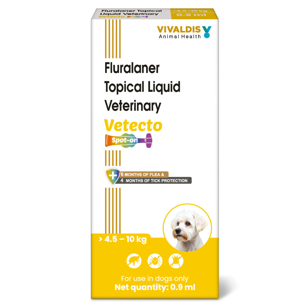 Vivaldis Vetecto Spot On (Fluralaner) Tick & Flea Protection for Dogs (4.5 to 10 kg)