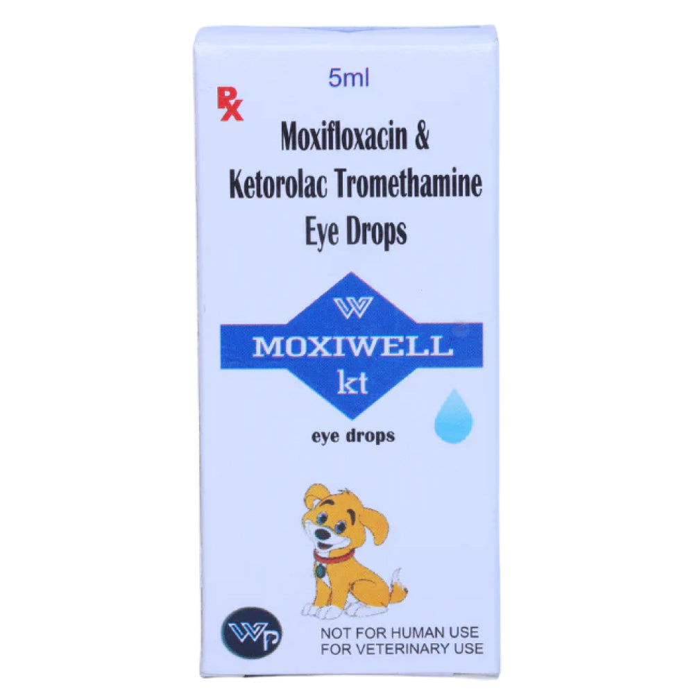 Wellpet Moxiwell KT (Moxifloxacin & Ketorolac Tromethamine) Eye Drops for Dogs & Cats