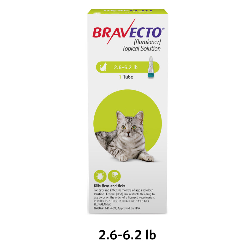 MSD Animal Health Bravecto 112.5mg (Fluralaner) Spot On Solution for Small Cats & Kittens (1 tube)