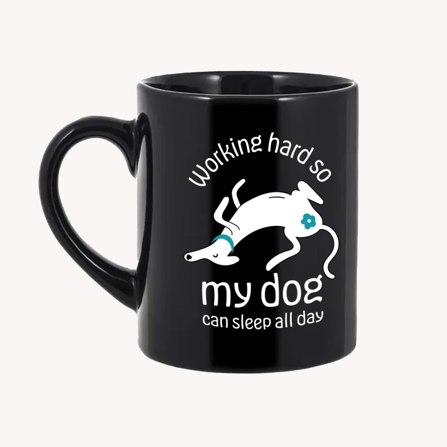 thePack Working Hard for My Dog Ceramic Coffee Mug (Black)