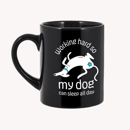 thePack Working Hard for My Dog Ceramic Coffee Mug (Black)