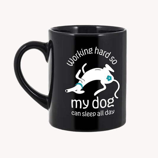 thePack Working Hard for My Dog Ceramic Coffee Mug (Black)