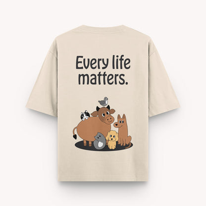 thePack Indie Merch Every Life Matters Oversized T Shirt for Men and Women (Buttercream)